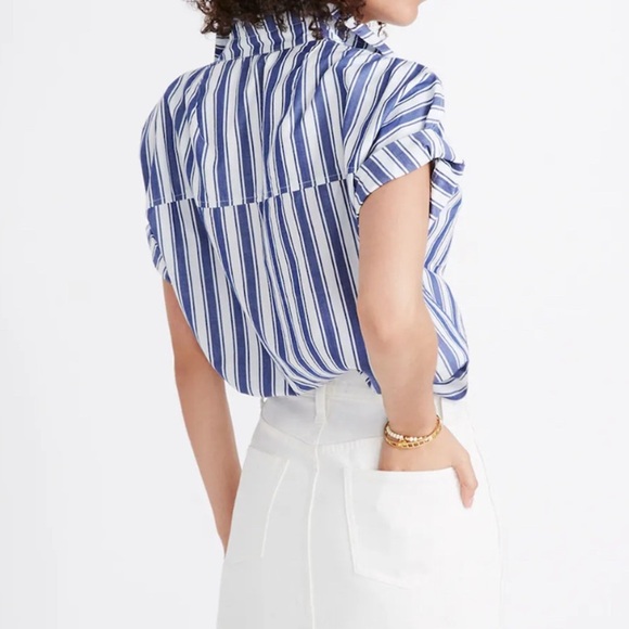 NWT Made Denim Skirt Mini Tule White Cream Stretch Button Front Size 30 - Picture 11 of 11